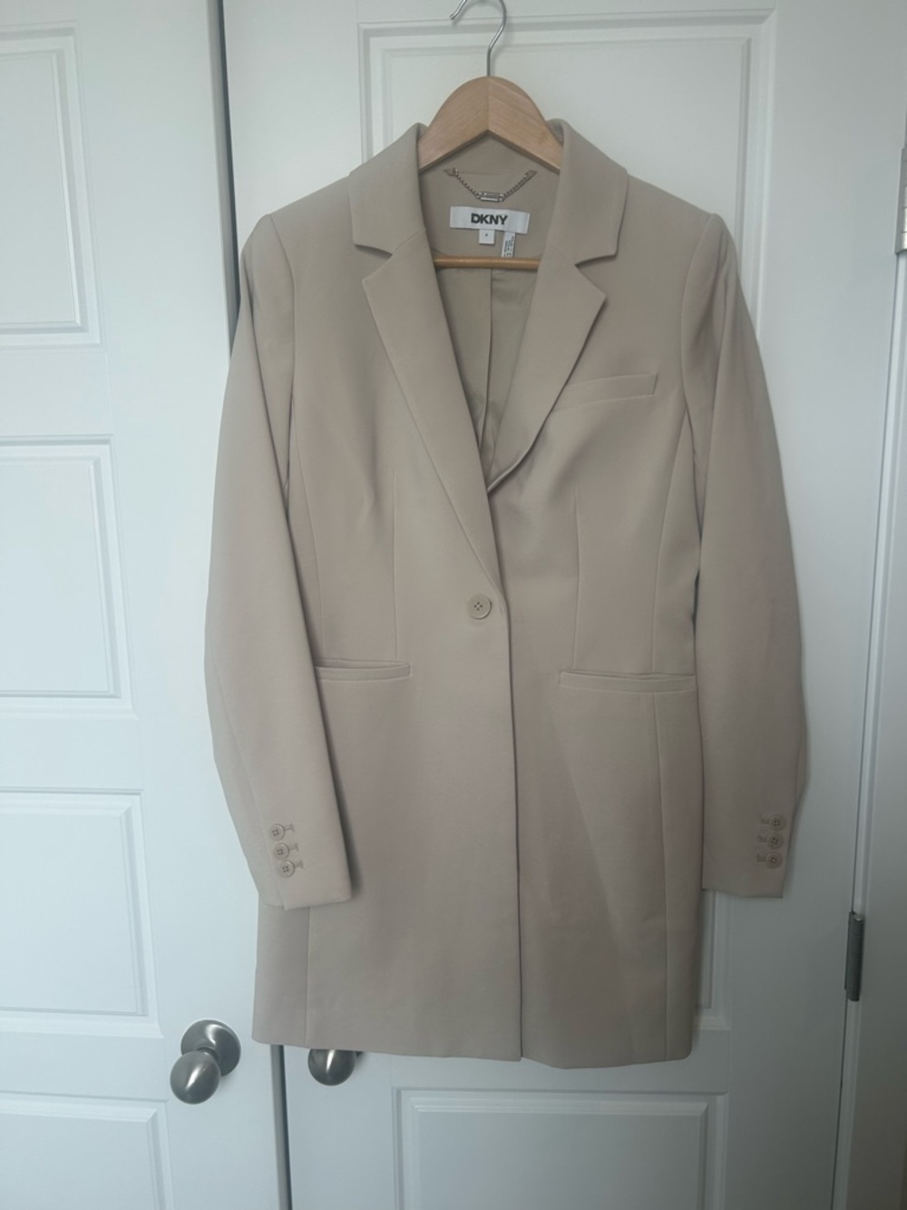 DKNY Beige Single-Button Blazer